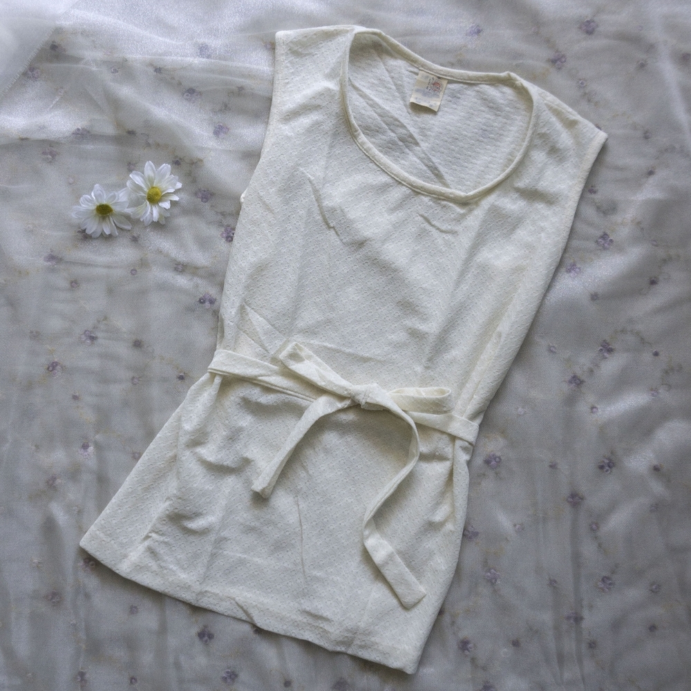 Cream pointelle tank